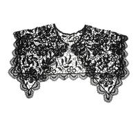 Alasum Colletto Finto Floreale in Cotone Nero, per Donna, Elegante | Pizzo Traforato, Bottone Perlato Incluso, Adatto a Matrimonio e Festa, Accessorio Comodo per Quattro Stagioni