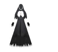 Alasum Costume da Suora Zombie per Halloween per Adulti in Misto Cotone Nero, Comodo e Dall'effetto Decorativo, per Feste e Travestimenti Speciali