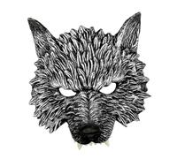 Alasum e Design Creativo Mezza Faccia di Lupo per Cosplay in Pu Nero Aspetto Realistico e Masquerade per Feste a Tema e Role-play
