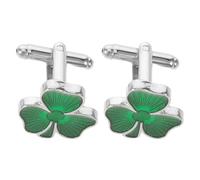 Alasum Gemelli da Uomo a Forma di Trifoglio Irlandese Portafortuna, Set di 2 Gemelli Verdi Clip Copri-bottoni, Accessori Eleganti per Camicie Formali, Matrimoni e Festa di San Patrizio