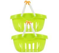 Alasum Giocattolo Carrello della Spesa per 2 Pezzi, Cestini Portaoggetti in Plastica Abs Verdi, Gioco di Finzione Educativo per Sviluppo Creatività e Socialità in Casa