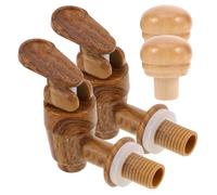 Alasum Kit 2 Pezzi Rubinetto di Ricambio e Tappi in Plastica Effetto Legno per Secchiello Vino e Birra, Accessori Ermetici per Botti di Quercia, Controllo Erogazione Bevande