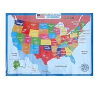 Alasum Mappa degli Stati Uniti in Carta Sintetica Resistente, Poster Educativo, Facile da Usare e Compatto, per L'educazione Prescolare la Decorazione della Classe Stile Stili multipli