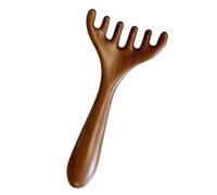 Alasum Pettine Massaggiante per Cuoio Capelluto in Legno Colore Caffè a 5 Denti per Massaggio ai Punti di Agopuntura, Portatile, Casa e Viaggio