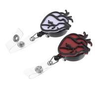 Alasum Porta Badge Retrattile Infermieristico a Forma di Cuore, Clip Coccodrillo Avvolgibile, Set 2 Pezzi Bianco e Rosso, Porta Badge Identificativi per Infermieri e Operatori Sanitari,