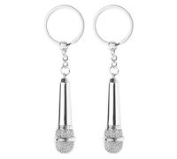 Alasum Portachiavi Microfono 2pezzi in Metallo Argento, Portatile e Creativo per Organizzare Chiavi, Ciondolo Borsa Raffinato e Unico, Accessorio Uomo