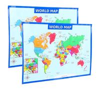 Alasum Poster Mappa del Mondo da Parete per 2 Pezzi 50×35 Cm Mappa Murale Educativa per Scuola Materna Asilo Nido Apprendimento Geografia Colori Vivaci
