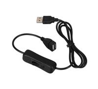 Alasum Prolunga Elettrica USB con Pulsante Inline, Maschio-femmina Nero