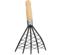 Alasum Rastrello per Vongole in Acciaio Inox con Rete, Manico in Legno Antiscivolo, Strumento per Scavo da Spiaggia per Frutti di Mare e Gusci di Ostriche