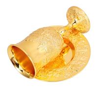 Alasum Set 1 Bicchiere Kiddush in Lega di Zinco con Vassoio Oro, Design Unico e Sicuro, per Feste Ebraiche e Uso Domestico