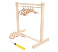 Alasum Set 30 Cm Appendiabiti in Legno per Bambole Grucce Mini 10x12 Cm, Accessori per Casa delle Bambole, Supporto Antiscivolo per Vestiti, Portatile per Esposizione e Gioco