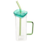 Alasum Set da 1 Bicchiere in Vetro Borosilicato 300ml con Manico Design Semplice e Quadrato, per Bevande Fredde e Calde in Occasioni come Feste e Anniversari
