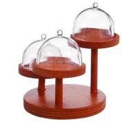 Alasum Set da 2 Mini Alzate per Dolci a 3 Livelli in Legno con Copertura, Supporto per Casa delle Bambole, Vassoio Espositivo per Snack e Dessert in Miniatura, Decorazione Creativa