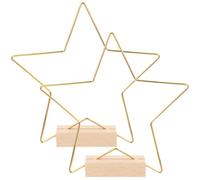 Alasum Set da 2 Pezzi di Anelli Decorativi a Forma di Stella in Metallo Oro con Base in Legno per Decorazioni Versatili e Centrotavola la Casa