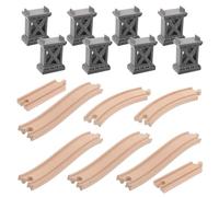 Alasum Set di Espansione Binari Ferroviari in Legno con Pilone del Ponte, Binario Curvo e Accessori per Treni Giocattolo, Pista Ferroviaria per Giochi Didattici e Creativi