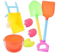 Alasum Set Giocattoli da Spiaggia 6 Pezzi Carriola e Pala, Secchio Resistente in Plastica Colorata, Giochi Educativi per Spiaggia, Parco e Cortile Colore Casuale