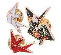 Alasum Spilla Creativa 3 Pezzi in Lega a Forma di Gru Origami, Fermaglio e Strass, 3.10X2.50X1.00Cm, Metallo, Accessori per Natale e Abbigliamento