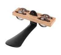 Alasum Tamburello a Doppia Serie in Metallo Sonagli, Strumento a Percussione in Legno Compatto e Leggero, per Musica Folk e Accompagnamento Mani-libere Nelle Esibizioni Live