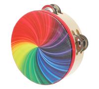 Alasum Tamburello Manico Arcobaleno Per Percussioni Musicali Strumento Per Feste e Karaoke Resistente e Facile Da Usare Ottimo Per Adulti