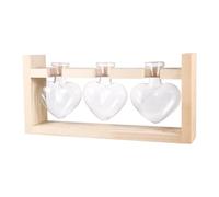 Alasum Vasi in Vetro a Forma di Cuore e Resistente al Freddo Set da 3 con Supporto in Legno, Idroponico Facile da Pulire per Rose e Rami per Decorare la Casa e Occasioni Speciali