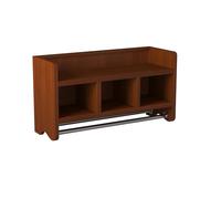 Alaterre Furniture Logan - Mensola portaoggetti da bagno da 63 cm con doppia asta per asciugamani, finitura castagna, organizer da parete con 3 cubbies, ripiano superiore, facile installazione, ideale
