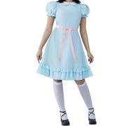 Alaurbeauty Costume da babydoll spaventoso da donna, costume da babydoll blu The Shining Twins Costume Halloween (blu, M)
