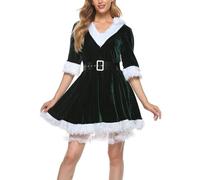 Alaurbeauty Costume da donna di Babbo Natale, costume da donna, costume da cosplay rosso, per adulti, festa di Natale (verde, S)