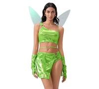 Alaurbeauty Costume da Donna Winx Club, Animato Flora, Stella, Musa Layla Aisha - per Film e Serie, Feste di Carnevale, Halloween (Verde, M)