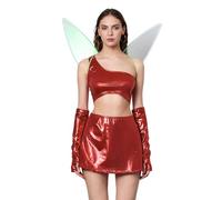 Alaurbeauty Costume da Donna Winx Club Animato - Flora, Stella, Musa, Layla Aisha - per Film, Serie, Festa, Carnevale, Halloween (Rosso, M)