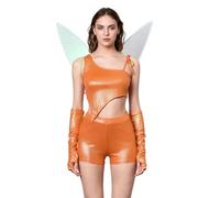 Alaurbeauty Costume da Donna Winx Club, Animato Flora, Stella, Musa Layla Aisha - per Film, Serie, Festa, Carnevale, Halloween (Arancione, L)