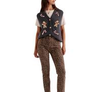 Alaurbeauty Maglione natalizio da donna, dolcemente ricamato, con chiusura a bottoni anteriore, canotta crochet, gilet festivo lavorato a maglia con paillette, abbigliamento natalizio, grigio, L