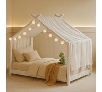 ALAVYA HOME® Set decorativo per letto a baldacchino, 1 pezzo, 360 cm, per letto a baldacchino, tende 110 x 360 cm, per 90 x 200 e 120 x 200 cm, 100% mussola biologica, certificato GOTS
