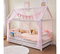Alavya Home® Set di 3 accessori decorativi per letto per bambini, con 2 baldachini - 1 ghirlanda di 300 cm di lunghezza, una ghirlanda luminosa - 150 x 350 cm, in 100% cotone biologico - Senza