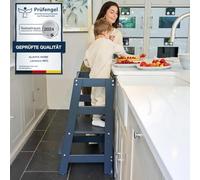 Alavya Home® Stehhilfe NEO I Lernturm Montessori Küchenhelfer Ständer I Verstellbare Kleinkind Stufen mit Sicherheitsschiene I Buchenholz I PEFC-Zertifiziert I Made in Europe**