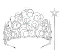 Alaxciax Diademi con cristalli Bubble, diadema da principessa con bacchetta magica per donne, per compleanni, matrimoni, balli scolastici e feste