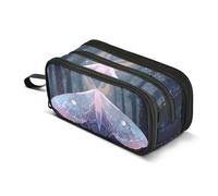 ALAZA Astuccio grande per matite, grande capacità, portapenne con 3 scomparti, falena incantata, articoli per scuola, ufficio, cancelleria, trousse, organizer per studenti, ragazze, ragazzi, donne