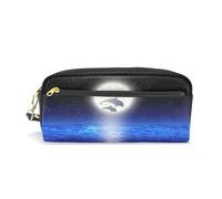 ALAZA Astuccio per matite, delfino e luna, grande capacità, impermeabile, con cerniera, per studenti, donne, ragazze, Luna R939, Misura unica, Luna R939