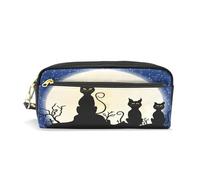 ALAZA Astuccio per matite, gatto nero e luna, astuccio per il trucco, grande capacità, impermeabile, con cerniera, astuccio per penne e penne, per studenti, donne e ragazze, Cat R970, Misura unica,