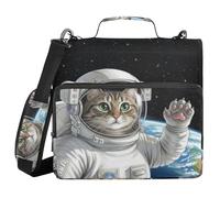 ALAZA Borsa per raccoglitori a 3 anelli, anelli a D da 3,8 cm, organizza facilmente carta da 2,5 cm, adatta per carta formato lettera, motivo astronauta, con 3 fori, organizer per scuola e ufficio