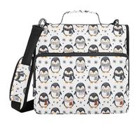 ALAZA Borsa per raccoglitori a 3 anelli, anelli a D da 3,8 cm, organizza facilmente carta da 2,5 cm, adatta per carta formato lettera, pinguino neve, grande organizer con cerniera a 3 fori, per scuola