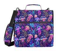 ALAZA Borsa per raccoglitori a 3 anelli, anelli a D da 3,8 cm, organizza facilmente carta da 2,5 cm, adatta per carta formato lettera, meduse, grande organizer con cerniera a 3 fori, per forniture