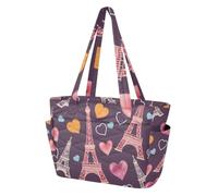 ALAZA - Borsa tote trapuntata da donna con cerniera, borsa a mano Tower Love con scomparti, borsa a tracolla leggera per donne, viaggi, uso quotidiano e palestra