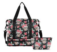 ALAZA Borsone sportivo con scomparto per scarpe, impermeabile, con teschio pirata, grande, per uomini e donne, borsa da allenamento per fitness, calcio, viaggi, fine settimana, Teschi R3559, Teschi