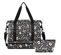 ALAZA Borsone sportivo con scomparto per scarpe, impermeabile, con teschio pirata, grande, per uomini e donne, borsa da allenamento per fitness, calcio, viaggi, fine settimana, Teschi R3507, Teschi
