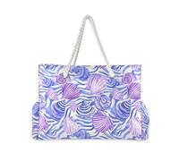 ALAZA Grande borsa da spiaggia da donna, con conchiglie di mare, a prova di sabbia, impermeabile, con cerniera, tasche bagnate, viaggi, palestra, nuoto, Shell I12701, Taglia unica