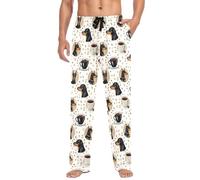 ALAZA Pantaloni del pigiama da uomo Pastore Tedesco Caffè Chicchi di Caffè Pantaloni del Pigiama in Cotone con Tasche Pantaloni Lounge Pantaloni Pigiameria, S, Cane I16186, S