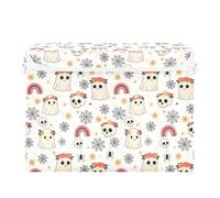 ALAZA Scatole portaoggetti con coperchi, cubi pieghevoli in tessuto con manico, fantasma, fiore, teschio, organizer per armadio, cestino, scaffali, armadietti, per casa, camera da letto, ufficio