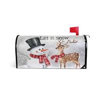 ALAZA Winter Let It Snow - Copertura magnetica per cassetta postale con pupazzo di neve e cervo, decorazione natalizia per giardino, cortile, casa, per esterni, dimensioni standard, 45,7 x 52,8 cm