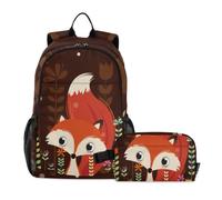 ALAZA Zainetto per bambini con borsa per il pranzo Set Unicorno cielo stellato 2 pezzi, Fox R868, Fox R868
