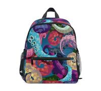 ALAZA Zaino per bambini e bambine, per la scuola materna, con fenicottero e cuore rosa, mini zaino per bambini con cinturino sul petto, targhetta per il nome, Octopus R2818, S, Octopus R2818